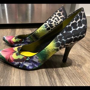 Nine West heels 12M multicolor pattern fun shoes